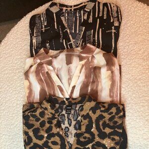 Set of 3 Light-Weight V-Neck Business Casual Blouses – Perfect for Blazer Layer